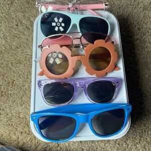 Kids Sunglasses Lot 6 Pairs Colorful Flower Aviator Blue Light Polarized Mix